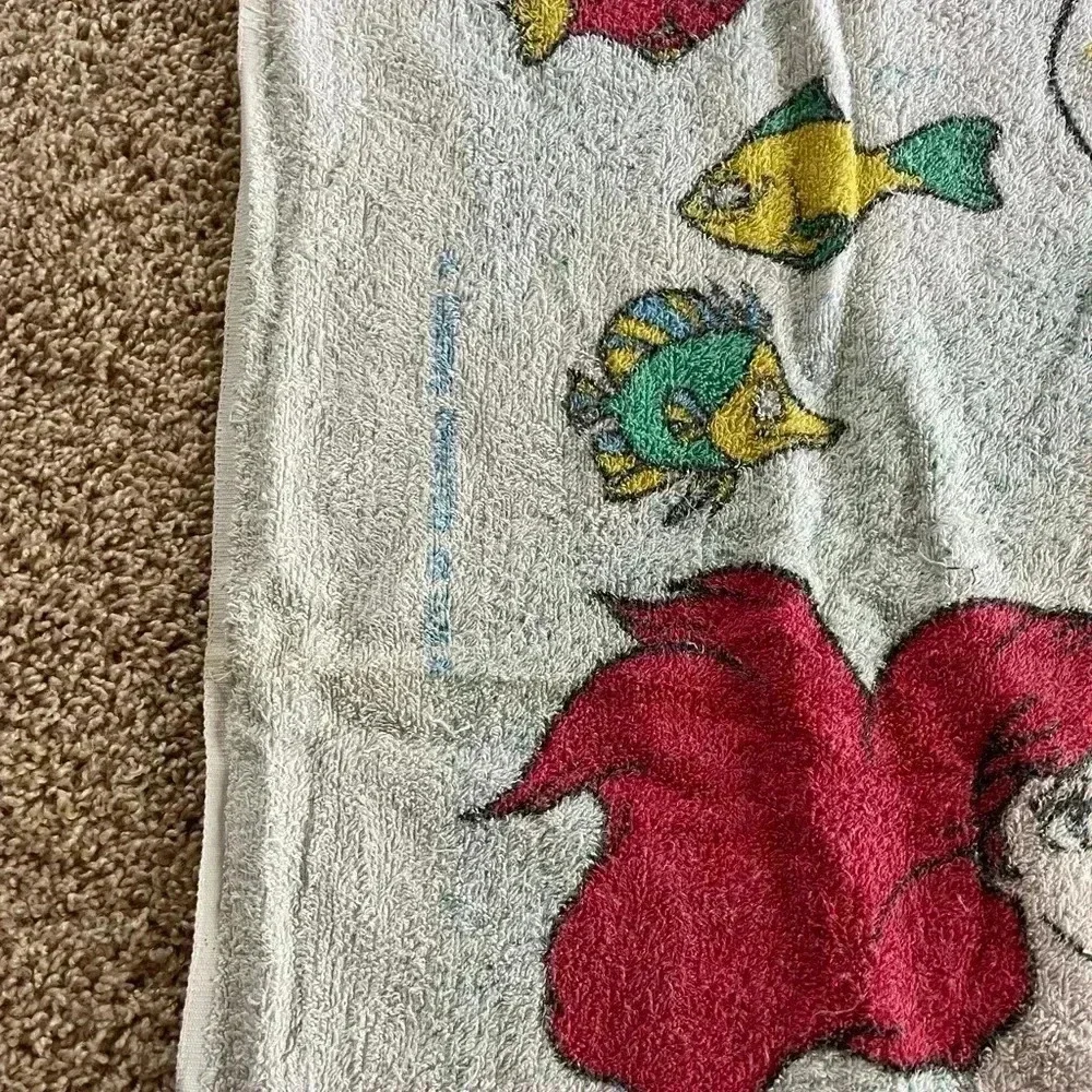 Disney The Little Mermaid Vintage 90’s Beach Towel 52” x 27.5” Ariel Sebastian